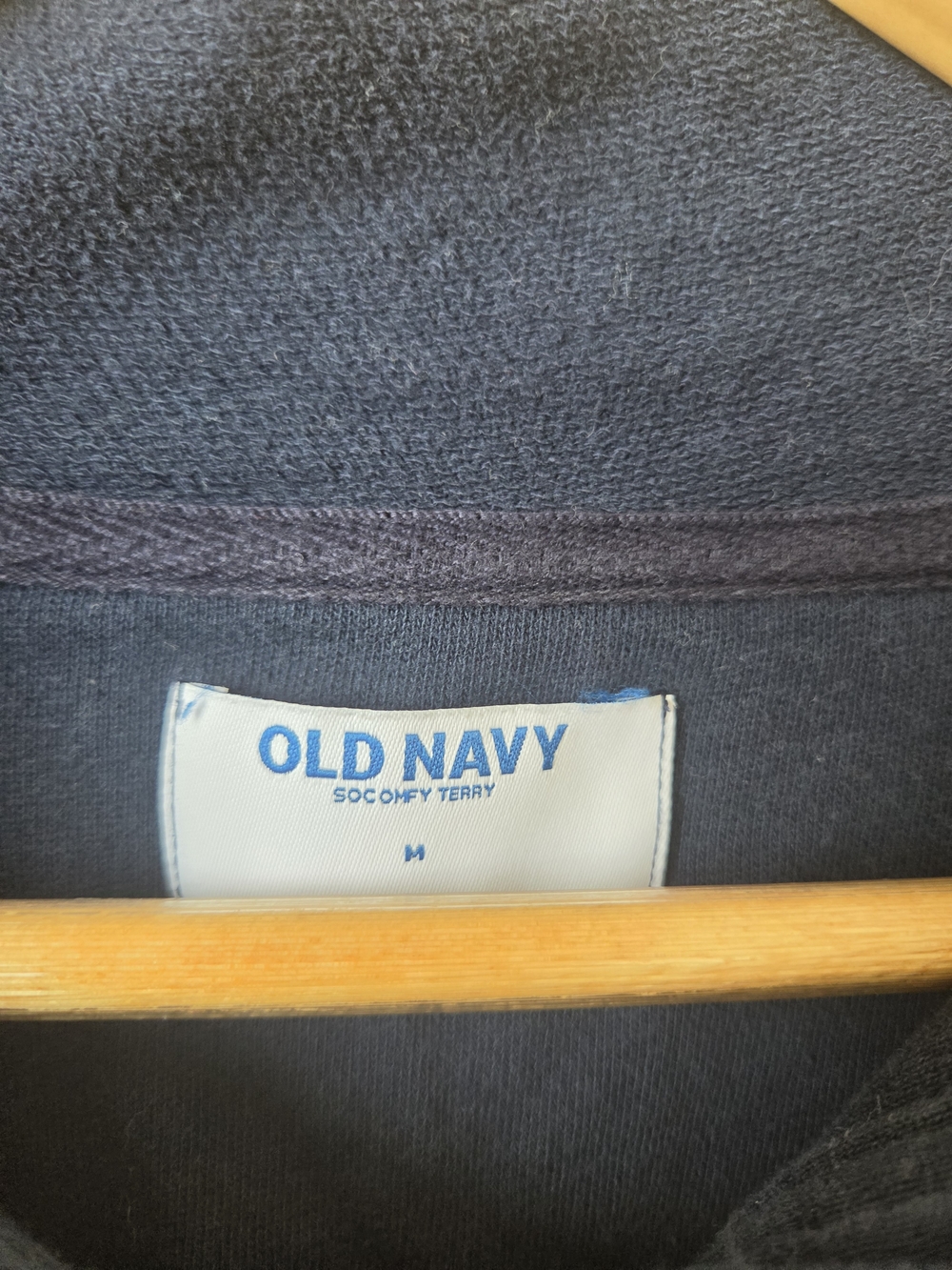 Old Navy Dark Navy Button-Neck Pullover Hoodie - Picture 3 of 3